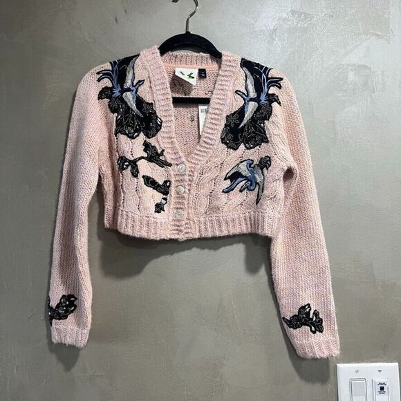 Anthropologie Wendy Wurtzburger  Marcella Volini Dancing Crane Cardigan XS NEW - Picture 5 of 8